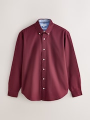 Burgundy Red Slim Fit Long Sleeve Oxford Shirt - Image 1 of 3