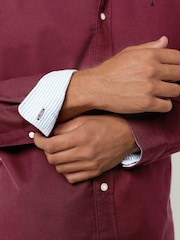Burgundy Red Slim Fit Long Sleeve Oxford Shirt - Image 5 of 8