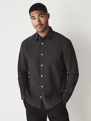 Charcoal Grey Regular Fit Long Sleeve Oxford Shirt - Image 1 of 8