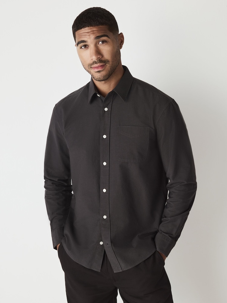 Charcoal Grey Regular Fit Long Sleeve Oxford Shirt - Image 1 of 8