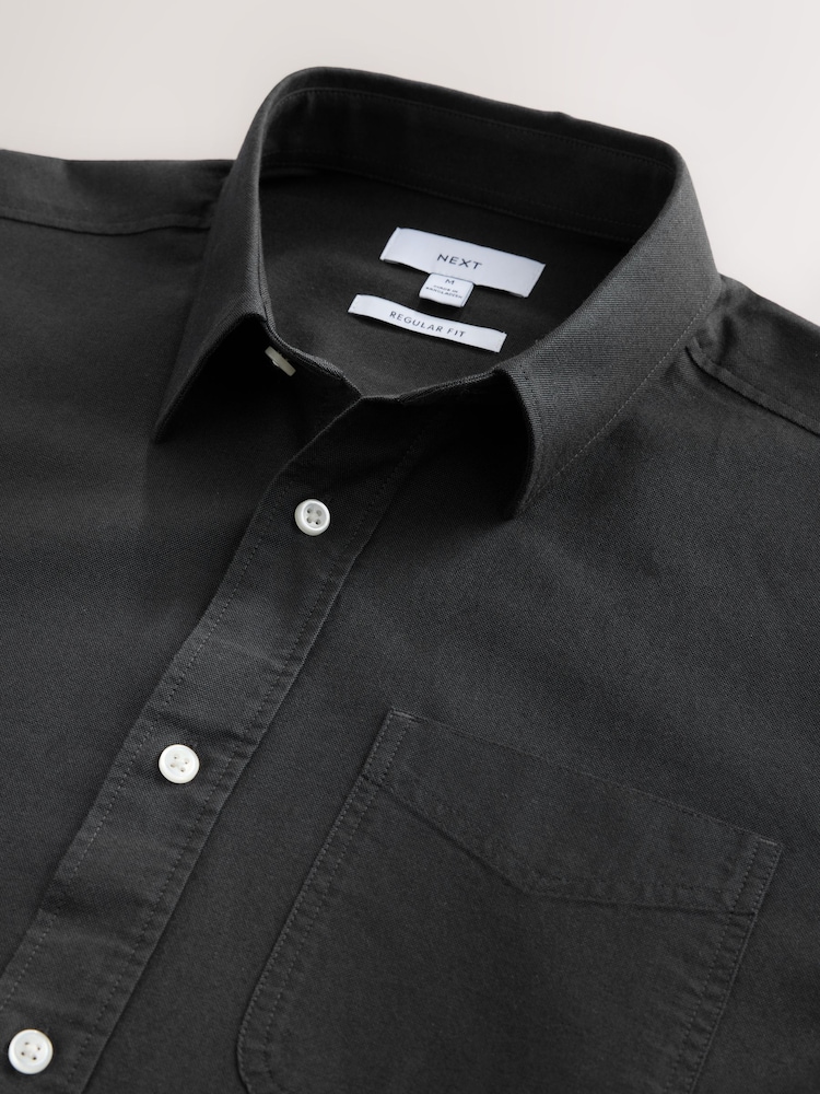 Charcoal Grey Regular Fit Long Sleeve Oxford Shirt - Image 8 of 8