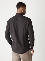 Charcoal Grey Slim Fit Long Sleeve Oxford Shirt - Image 2 of 8