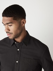 Charcoal Grey Slim Fit Long Sleeve Oxford Shirt - Image 4 of 8