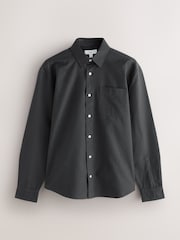 Charcoal Grey Slim Fit Long Sleeve Oxford Shirt - Image 6 of 8