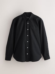 Black Regular Fit Long Sleeve Oxford Shirt - Image 6 of 8