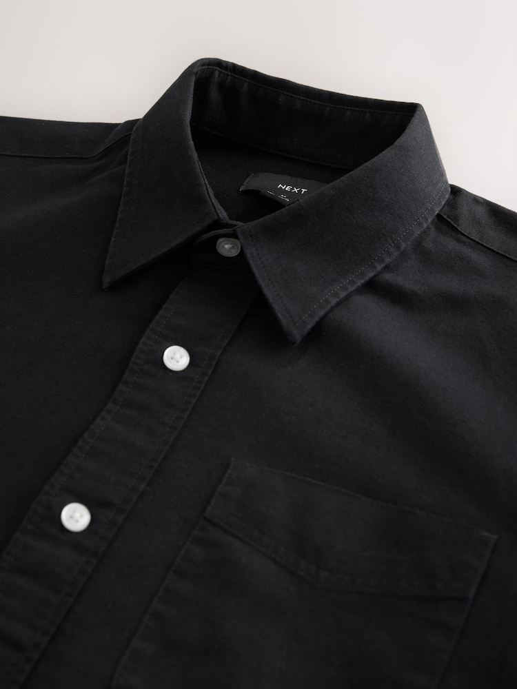 Black Regular Fit Long Sleeve Oxford Shirt - Image 8 of 8