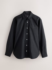 Black Slim Fit Long Sleeve Oxford Shirt - Image 7 of 9