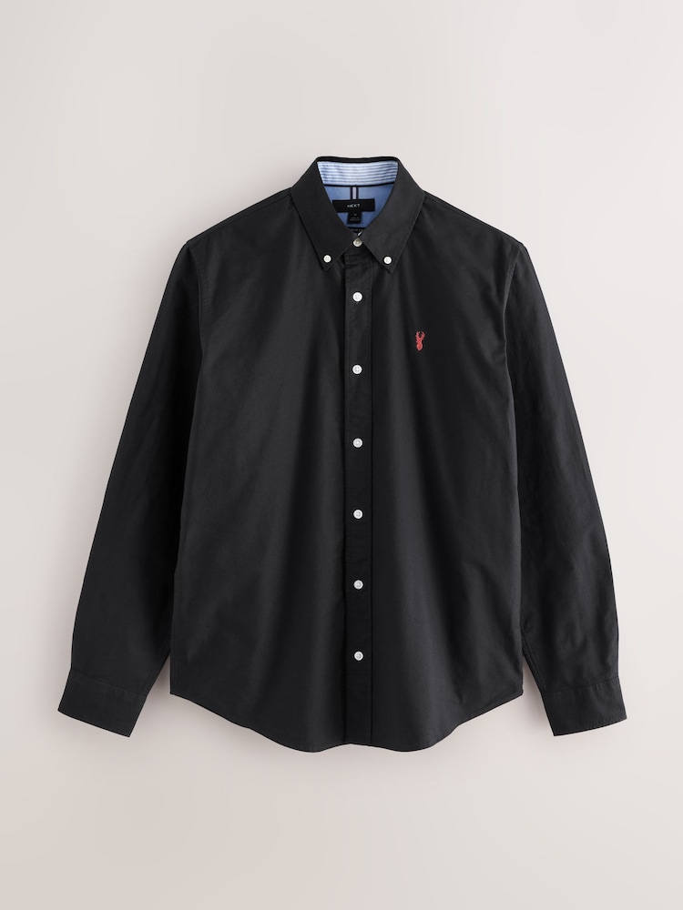 Black Regular Fit Long Sleeve Oxford Shirt - Image 1 of 3