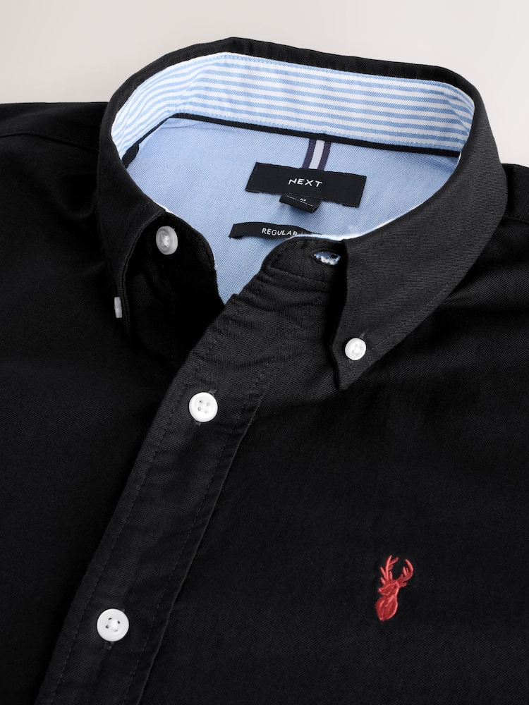 Black Regular Fit Long Sleeve Oxford Shirt - Image 2 of 3
