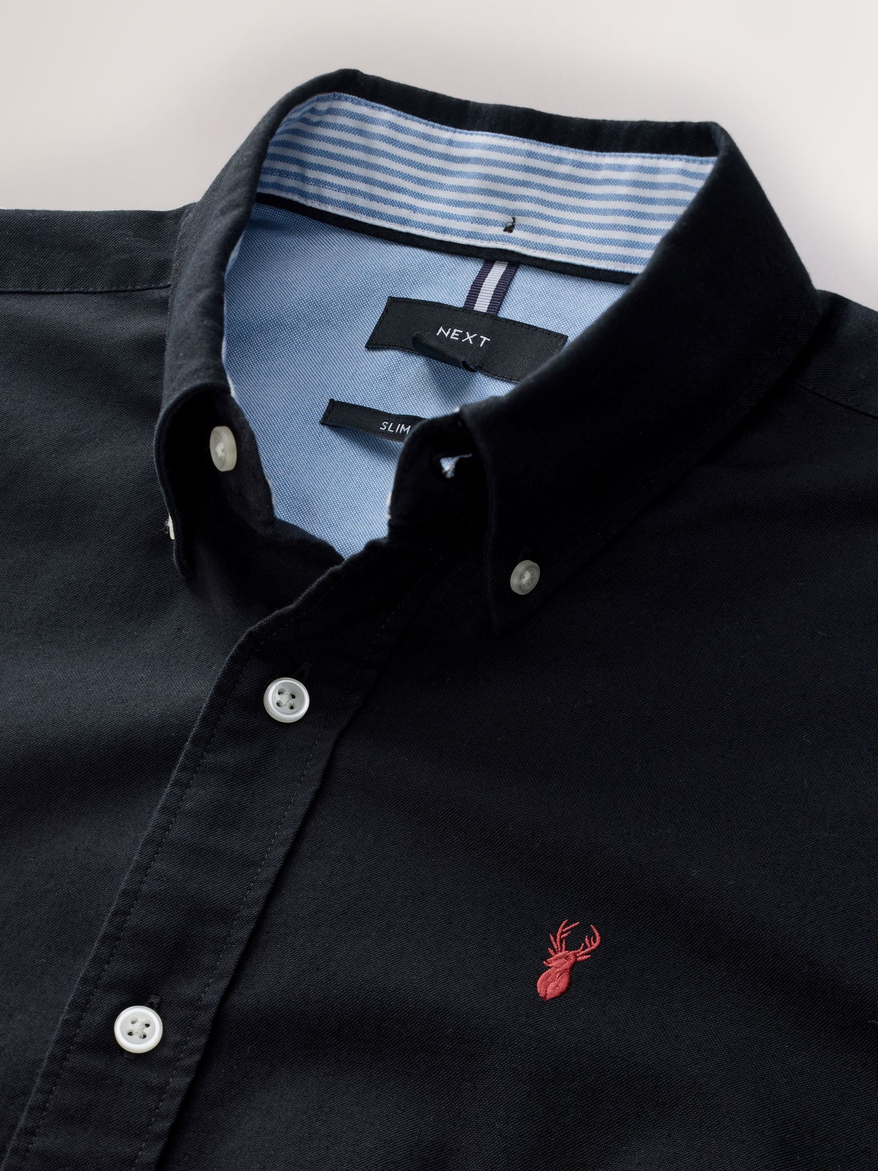 Buy Black Slim Fit Long Sleeve Oxford Shirt from Next Romania