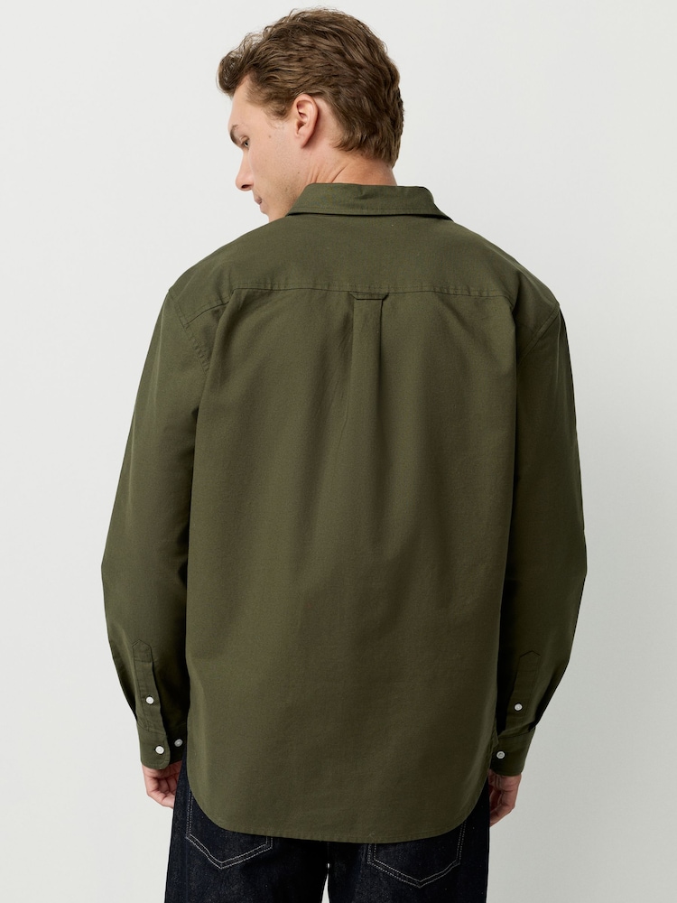 Dark Green Regular Fit Long Sleeve Oxford Shirt - Image 2 of 9