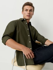 Dark Green Regular Fit Long Sleeve Oxford Shirt - Image 3 of 9