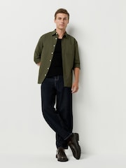 Dark Green Regular Fit Long Sleeve Oxford Shirt - Image 4 of 9