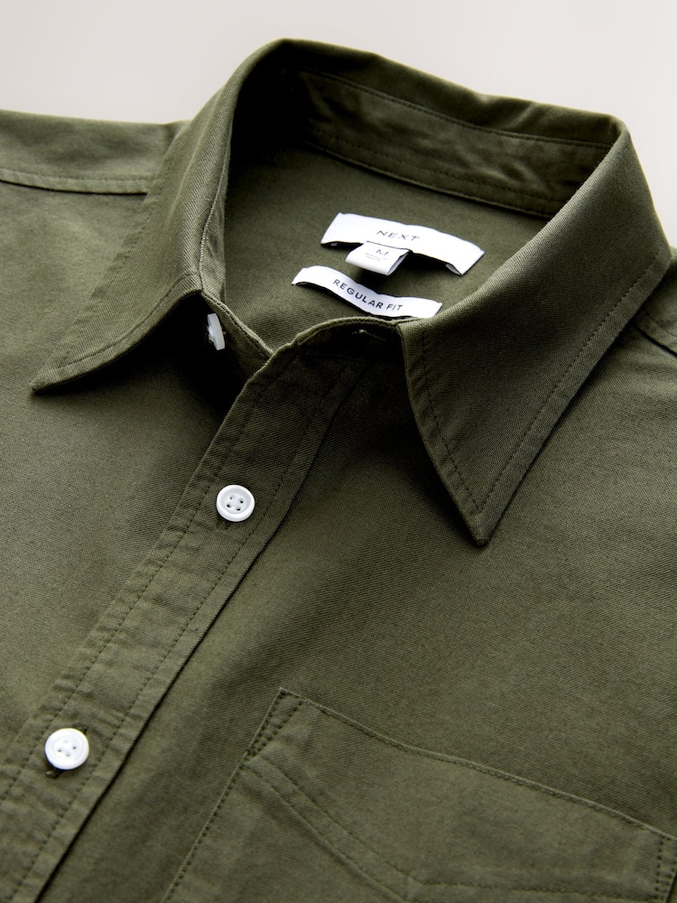 Dark Green Regular Fit Long Sleeve Oxford Shirt - Image 8 of 8
