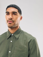 Dark Green Slim Fit Long Sleeve Oxford Shirt - Image 4 of 9