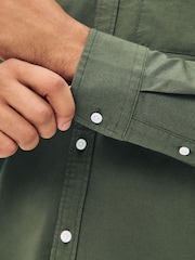 Dark Green Slim Fit Long Sleeve Oxford Shirt - Image 5 of 9