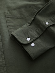 Dark Green Slim Fit Long Sleeve Oxford Shirt - Image 9 of 9