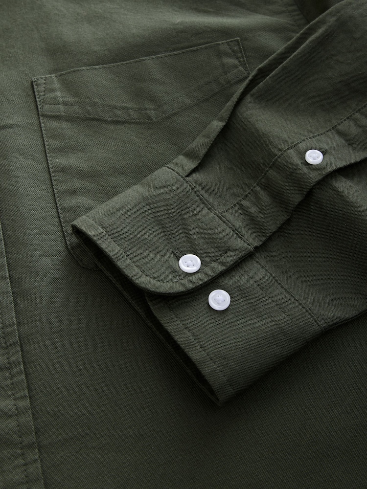 Dark Green Slim Fit Long Sleeve Oxford Shirt - Image 9 of 9