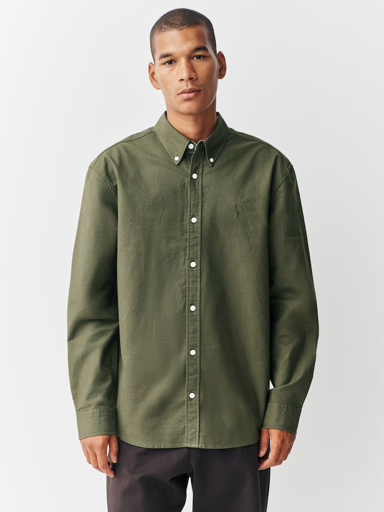 Verde oscuro - Corte estándar - Camisa Oxford manga larga - Imagen 1 de 9