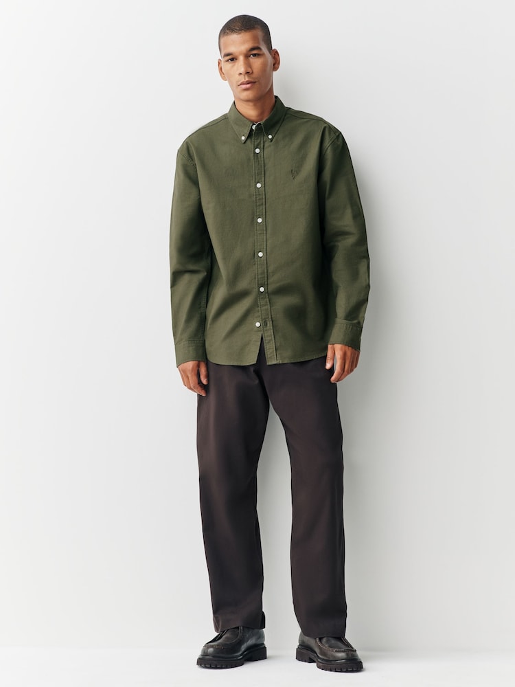Verde oscuro - Corte estándar - Camisa Oxford manga larga - Imagen 2 de 9