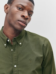 Dark Green Slim Fit Long Sleeve Oxford Shirt - Image 5 of 9