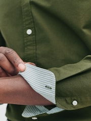 Dark Green Slim Fit Long Sleeve Oxford Shirt - Image 6 of 9