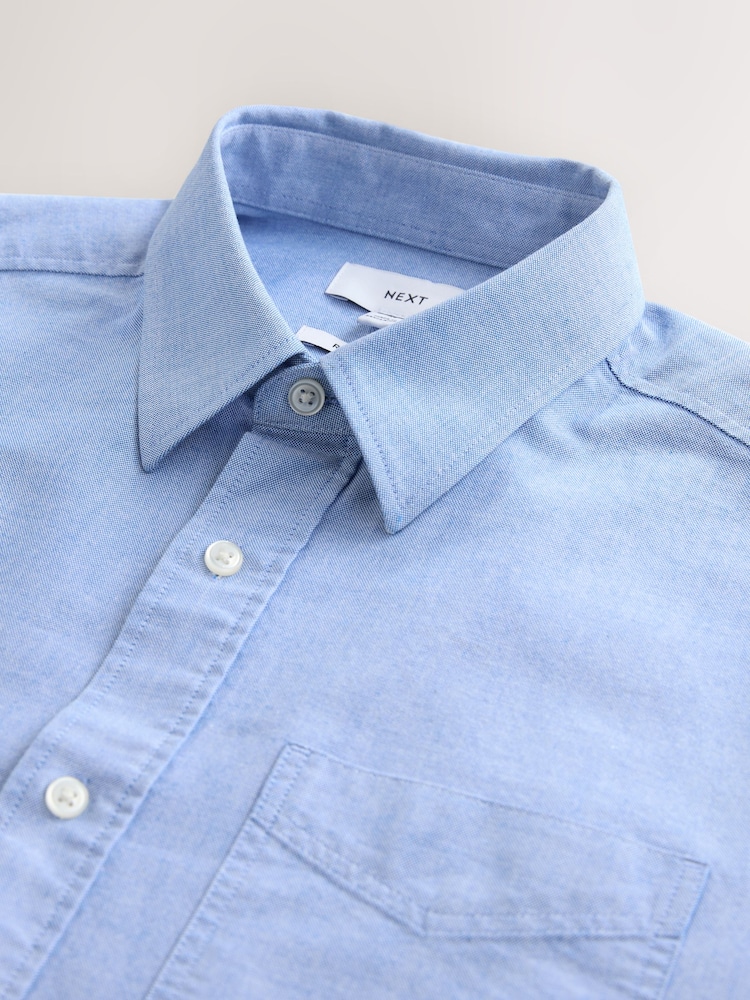 Light Blue Regular Fit Long Sleeve Oxford Shirt - Image 8 of 8