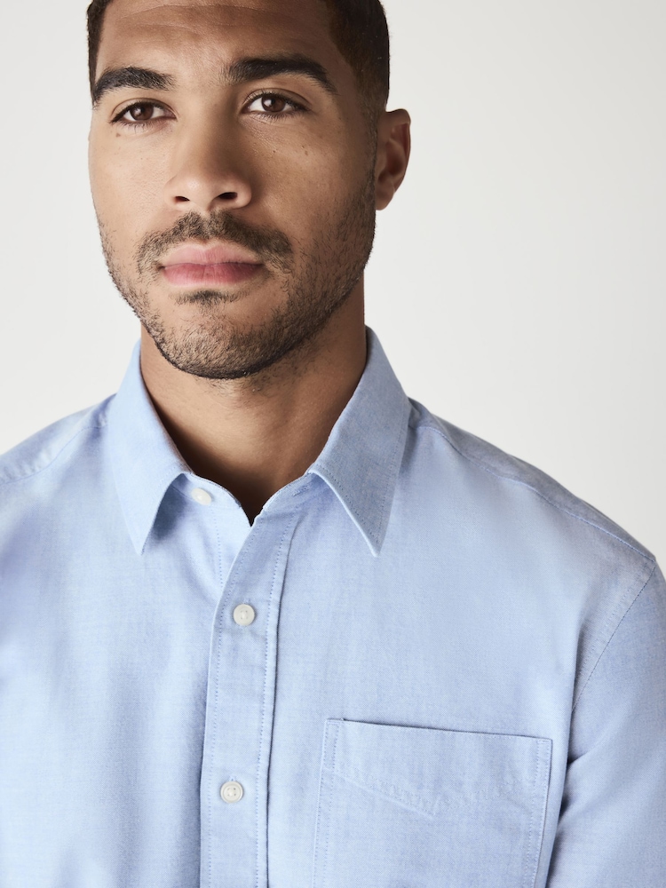Light Blue Slim Fit Long Sleeve Oxford Shirt - Image 2 of 9
