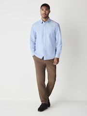 Light Blue Slim Fit Long Sleeve Oxford Shirt - Image 3 of 9