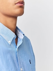 Light Blue Slim Fit Long Sleeve Oxford Shirt - Image 4 of 9