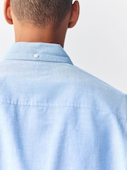 Light Blue Slim Fit Long Sleeve Oxford Shirt - Image 5 of 9