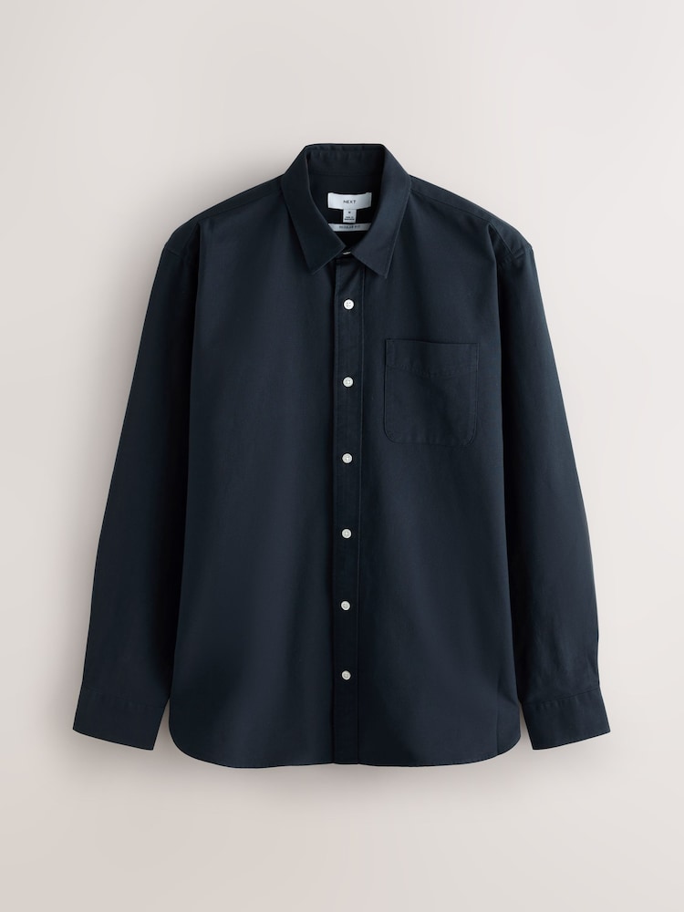 Navy Blue Regular Fit Long Sleeve Oxford Shirt - Image 1 of 3