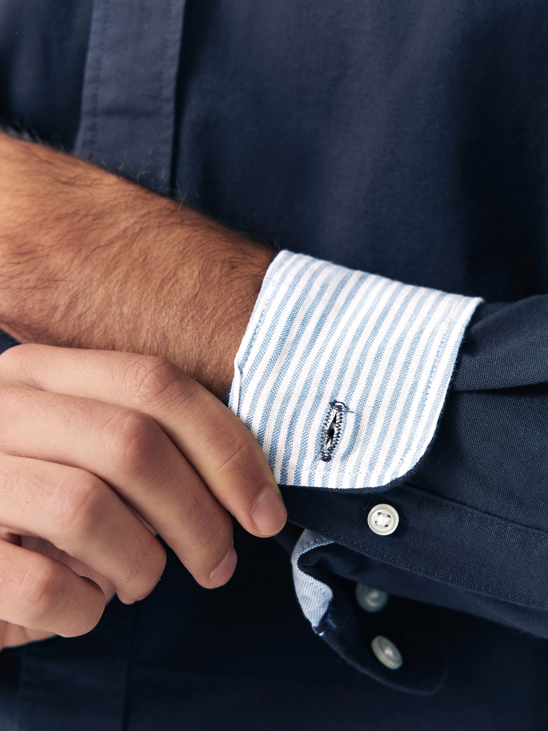 Buy Navy Blue Regular Fit Long Sleeve Oxford Shirt from the Next