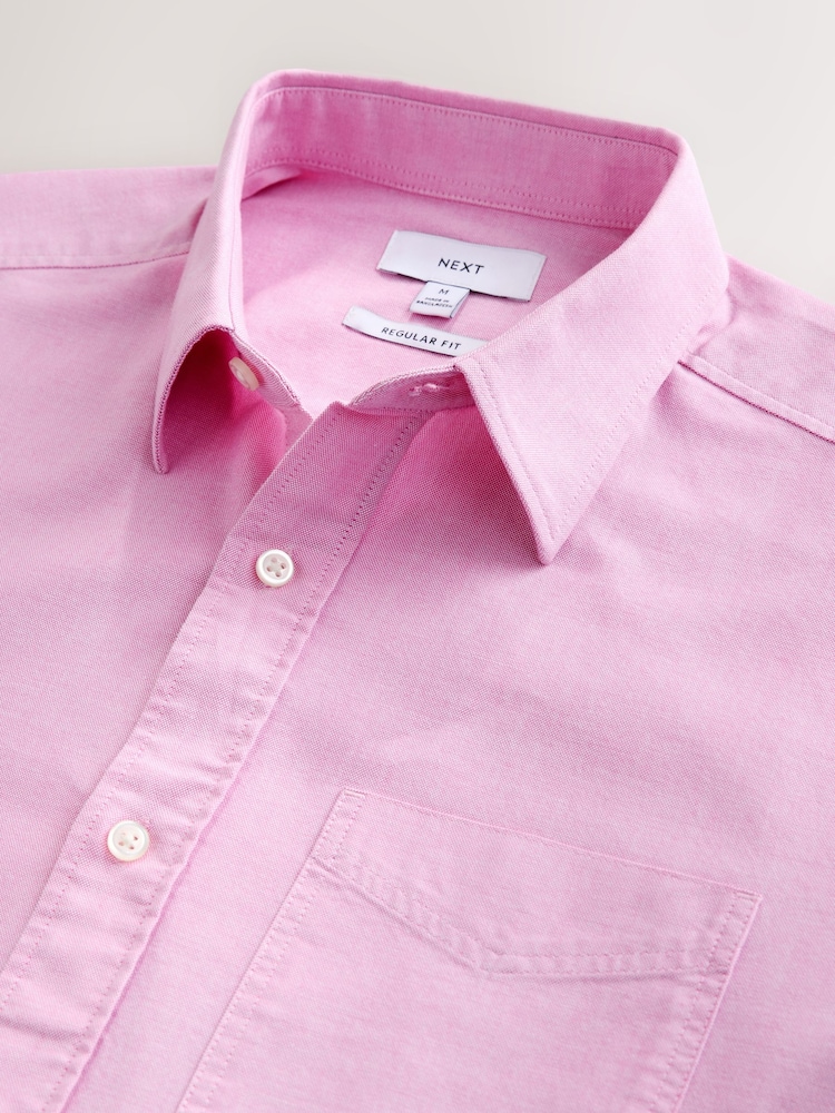 Pink Regular Fit Long Sleeve Oxford Shirt - Image 8 of 8