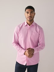 Pink Slim Fit Long Sleeve Oxford Shirt - Image 1 of 8