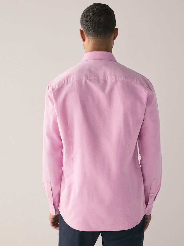 Pink Slim Fit Long Sleeve Oxford Shirt - Image 2 of 8