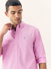 Pink Regular Fit Long Sleeve Oxford Shirt - Image 4 of 9