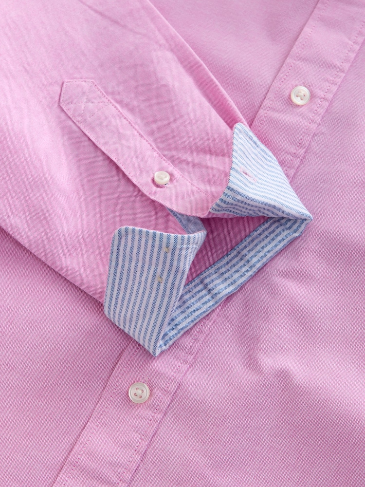 Pink Regular Fit Long Sleeve Oxford Shirt - Image 9 of 9
