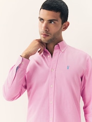 Pink Slim Fit Long Sleeve Oxford Shirt - Image 4 of 8