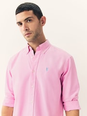 Pink Slim Fit Long Sleeve Oxford Shirt - Image 5 of 8