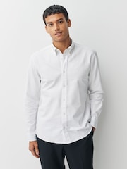 White Slim Fit Long Sleeve Oxford Shirt - Image 1 of 9