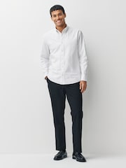 White Slim Fit Long Sleeve Oxford Shirt - Image 2 of 9