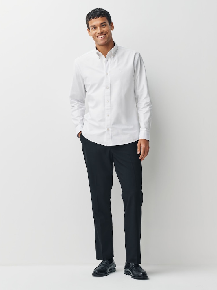 White Slim Fit Long Sleeve Oxford Shirt - Image 2 of 9