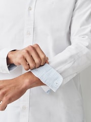 White Slim Fit Long Sleeve Oxford Shirt - Image 6 of 9