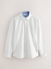 White Slim Fit Long Sleeve Oxford Shirt - Image 7 of 9