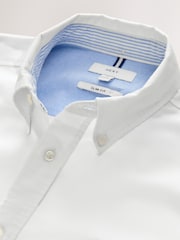 White Slim Fit Long Sleeve Oxford Shirt - Image 8 of 9