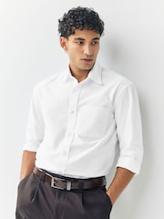 White Slim Fit Long Sleeve Oxford Shirt - Image 1 of 8