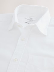 White Slim Fit Long Sleeve Oxford Shirt - Image 7 of 8