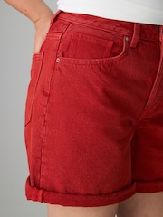 Red Hourglass Relaxed Turn up Denim 100% Cotton Shorts - Image 4 of 7