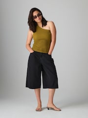 Washed Black Hourglass Longline Jorts Denim Shorts - Image 1 of 8